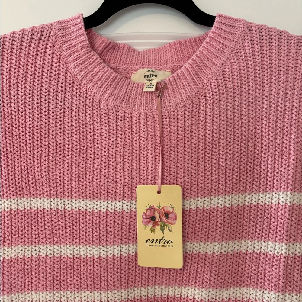NWT Entro Pink and White Striped Dress - Picture 6 of 7
